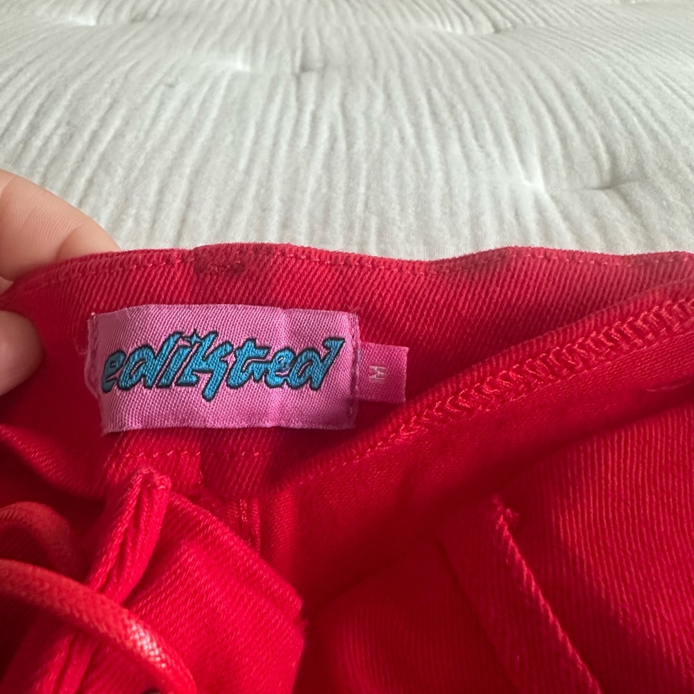 Edikted Vibrant Red Lace-Up Trousers - Picture 7 of 7